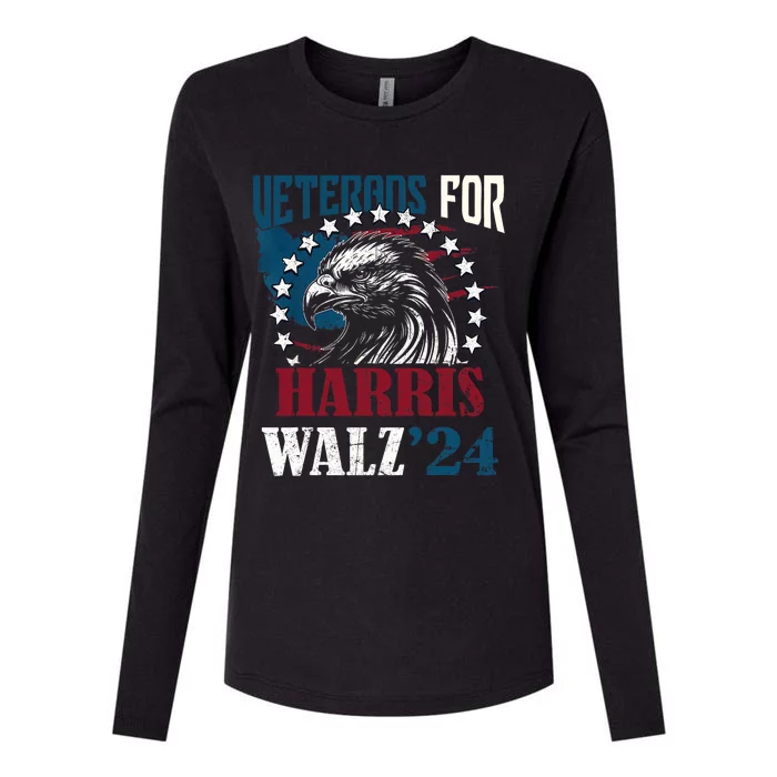 Veterans For Harris Walz 2024 Vote Tim Walz Kamala Harris Womens Cotton Relaxed Long Sleeve T-Shirt