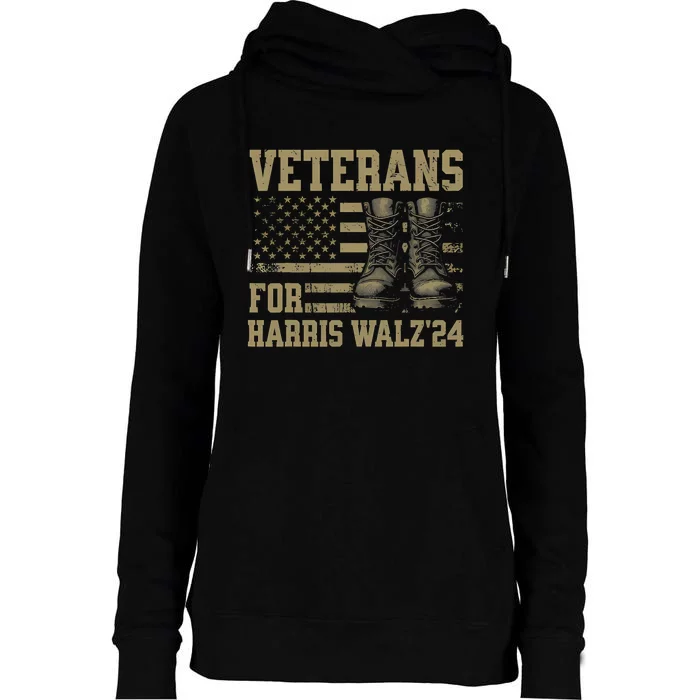 Veterans For Harris Walz Waltz 2024 Presidential Campaign Womens Funnel Neck Pullover Hood