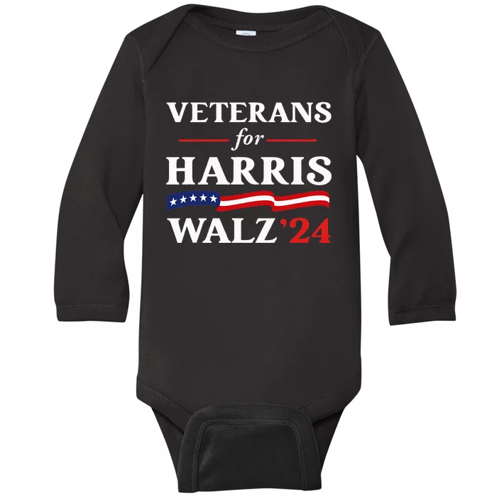 Veterans For Harris Walz 2024 Vote Tim Walz Kamala Harris Baby Long Sleeve Bodysuit