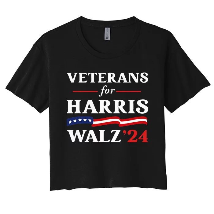 Veterans For Harris Walz 2024 Vote Tim Walz Kamala Harris Women's Crop Top Tee