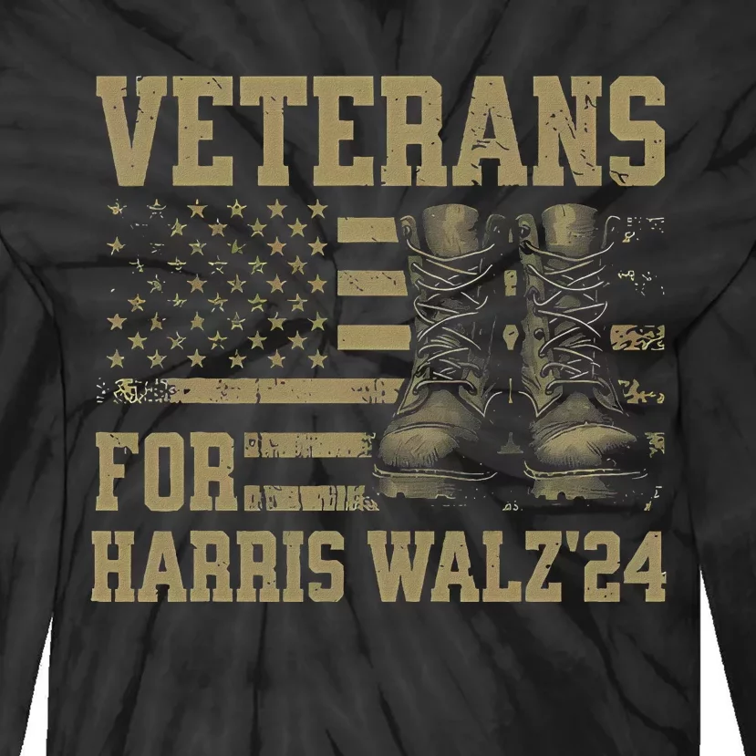 Veterans For Harris Walz Waltz 2024 Presidential Campaign Tie-Dye Long Sleeve Shirt