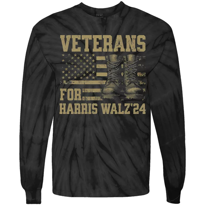 Veterans For Harris Walz Waltz 2024 Presidential Campaign Tie-Dye Long Sleeve Shirt