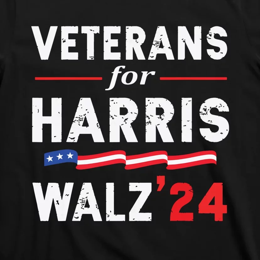 Veterans For Harris Waltz 2024 Election Vote Blue Democrat T-Shirt