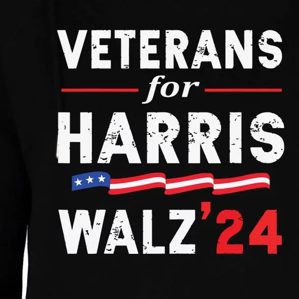 Veterans For Harris Waltz 2024 Election Vote Blue Democrat Womens Funnel Neck Pullover Hood