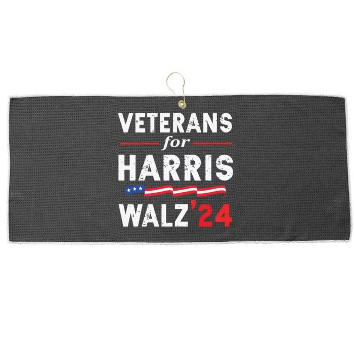 Veterans For Harris Waltz 2024 Election Vote Blue Democrat Large Microfiber Waffle Golf Towel