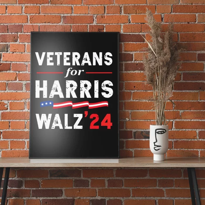 Veterans For Harris Waltz 2024 Election Vote Blue Democrat Poster