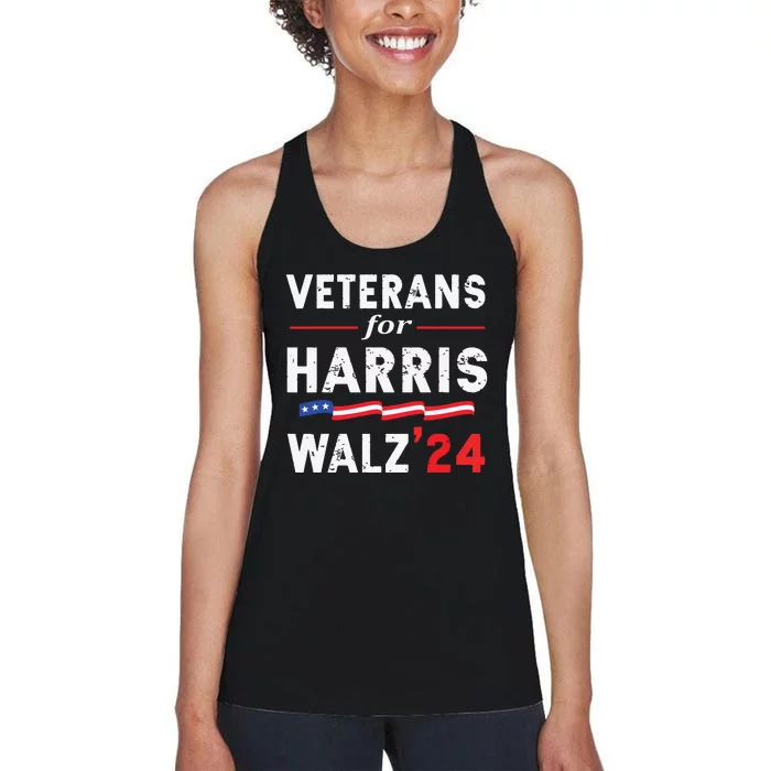 Veterans For Harris Waltz 2024 Election Vote Blue Democrat Women's Racerback Tank