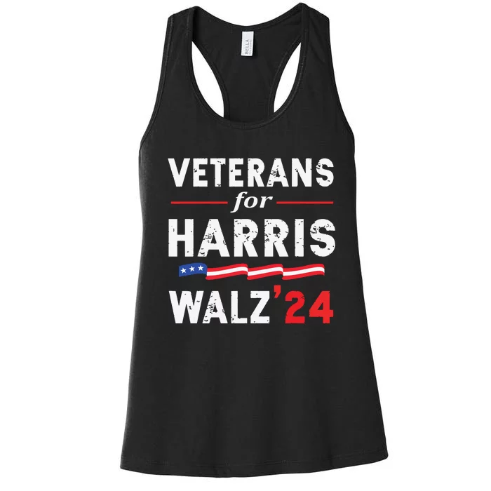 Veterans For Harris Waltz 2024 Election Vote Blue Democrat Women's Racerback Tank