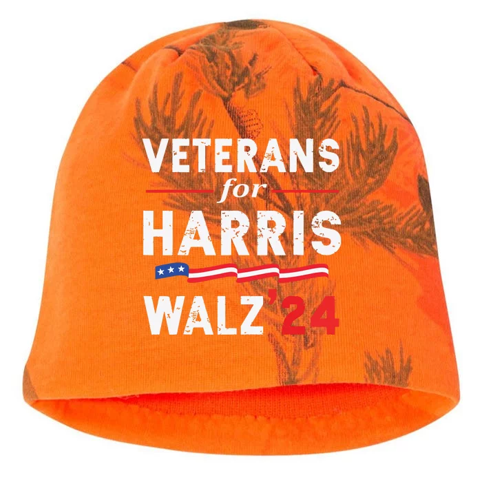 Veterans For Harris Waltz 2024 Election Vote Blue Democrat Kati - Camo Knit Beanie