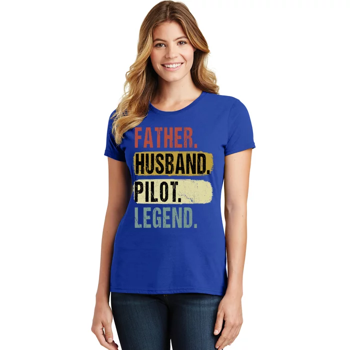 Vintage Father Husband Pilot Legend Fathers Day Gift Women's T-Shirt