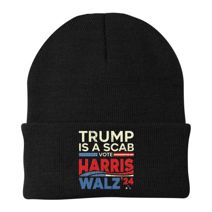 Vote For Harris 2024 Trump Is A Scab Vote Harris Knit Cap Winter Beanie