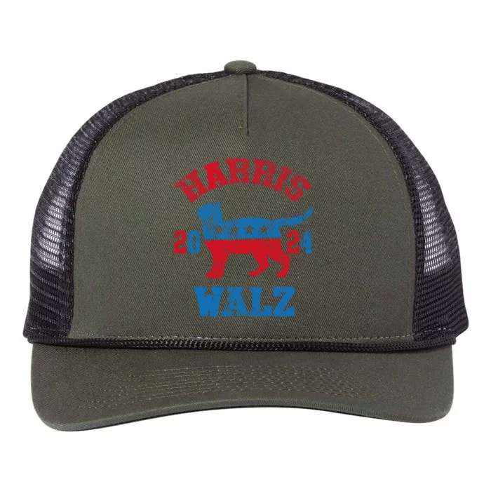 Vote For Harris Walz 2024 Election Kamala Harris Tim Waltz Retro Rope Trucker Hat Cap