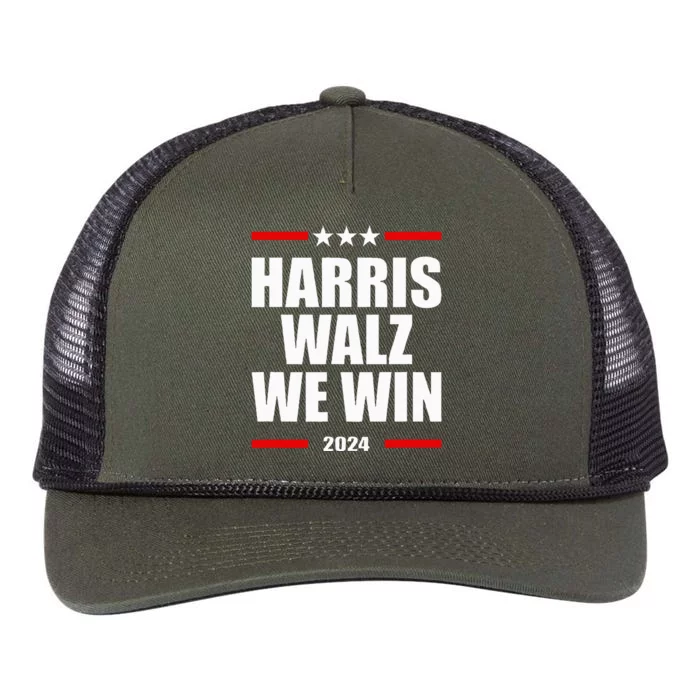 Vote For Harris Walz We Win 2024 Retro Rope Trucker Hat Cap