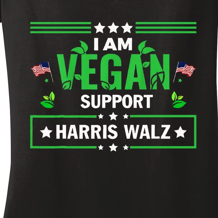 Vegans For Harris Waltz Walz 2024 Vegan For Kamala 2024 Women's V-Neck T-Shirt