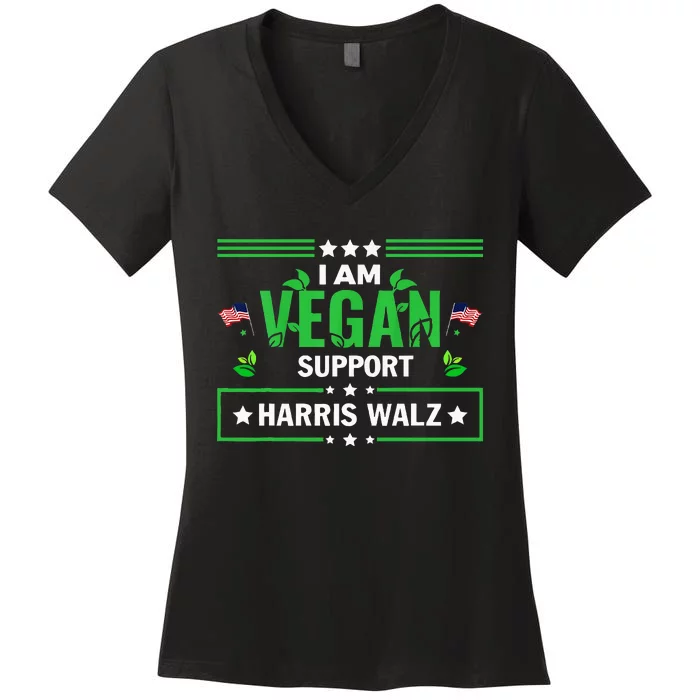 Vegans For Harris Waltz Walz 2024 Vegan For Kamala 2024 Women's V-Neck T-Shirt