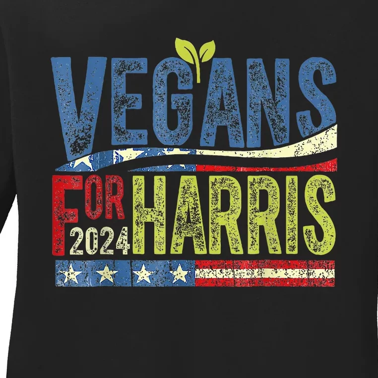 Vegans For Harris Waltz Walz 2024 Vegan For Kamala 2024 Ladies Long Sleeve Shirt