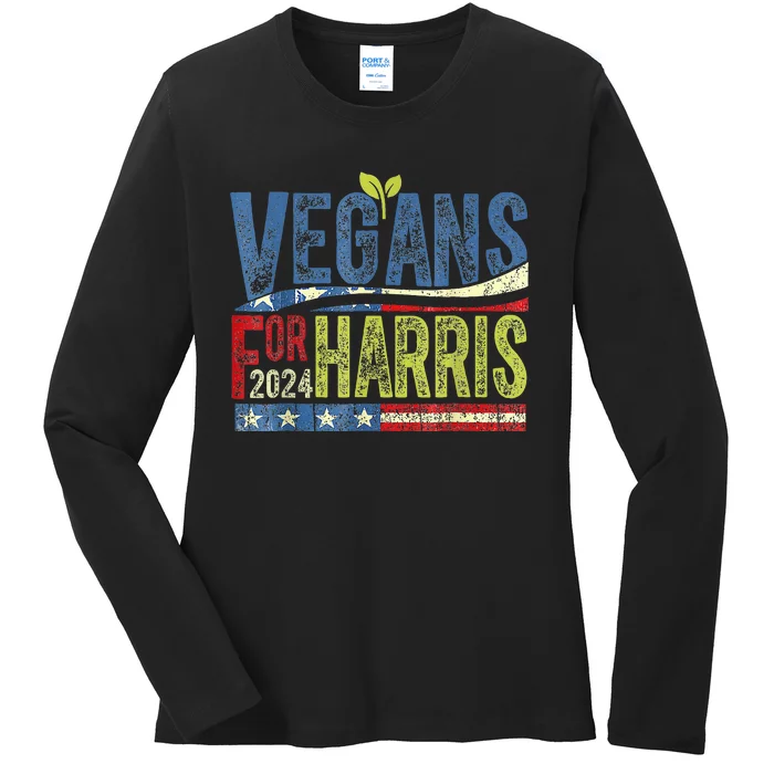 Vegans For Harris Waltz Walz 2024 Vegan For Kamala 2024 Ladies Long Sleeve Shirt