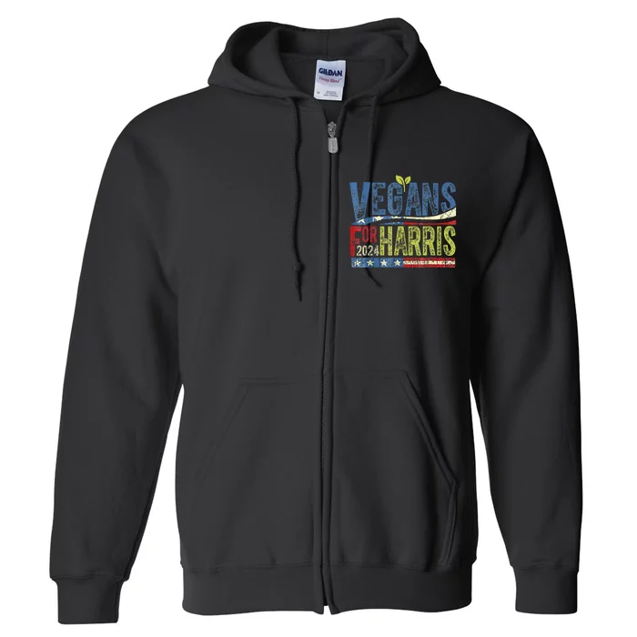 Vegans For Harris Waltz Walz 2024 Vegan For Kamala 2024 Full Zip Hoodie