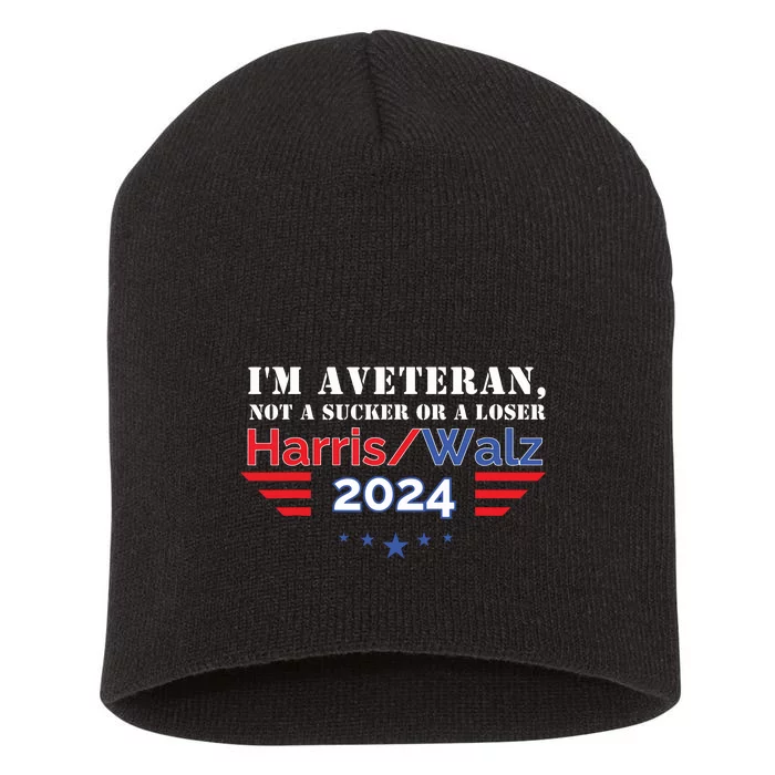 Veteran For Harris Walz For President 2024 Short Acrylic Beanie