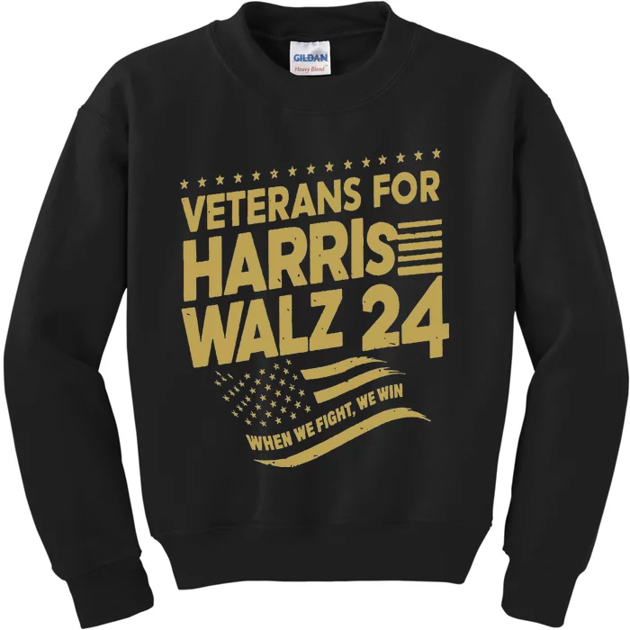 Veterans For Harris Walz 2024 Military Vets Kamala Harris Kids Sweatshirt