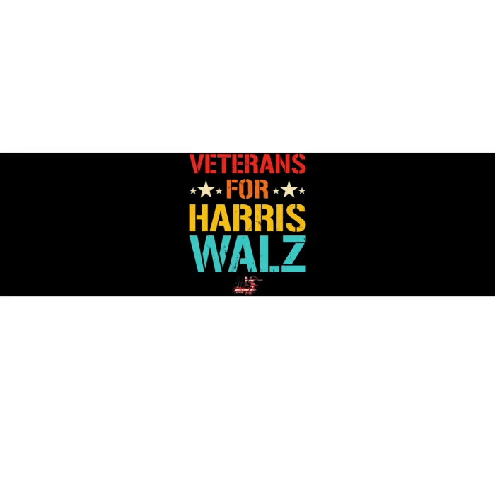 Veteran For Harris Walz Waltz Usa Flag Bumper Sticker