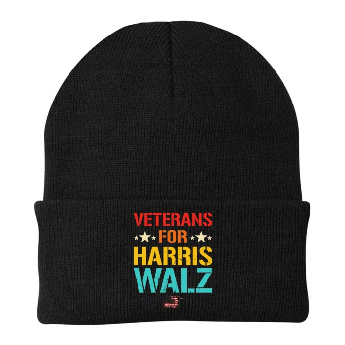 Veteran For Harris Walz Waltz Usa Flag Knit Cap Winter Beanie