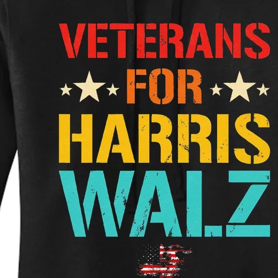 Veteran For Harris Walz Waltz Usa Flag Women's Pullover Hoodie