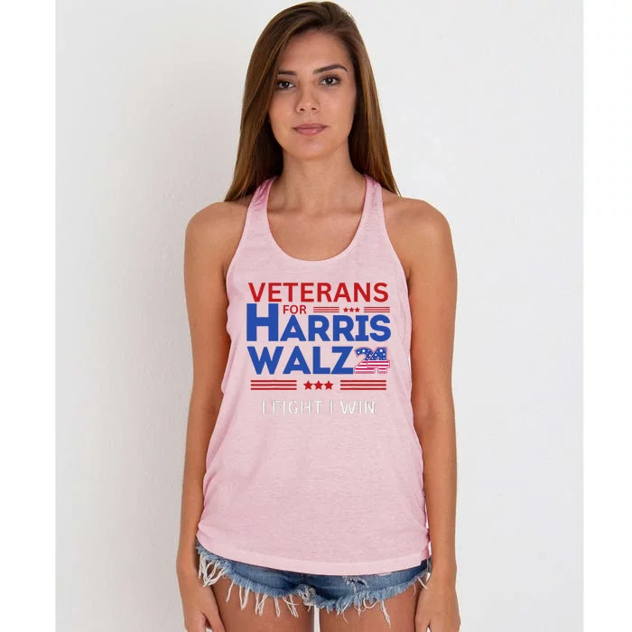 Veterans For Harris Walz I Fight I Win Election Campaign Women's Knotted Racerback Tank