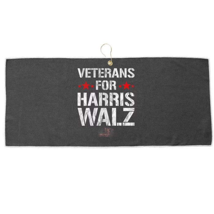 Veterans For Harris 2024 Kamala Harris Tim Walz Veteran Usa Large Microfiber Waffle Golf Towel