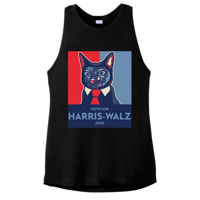 Vote For Harris Waltz 2024 Election Funny Cat Ladies Tri-Blend Wicking Tank