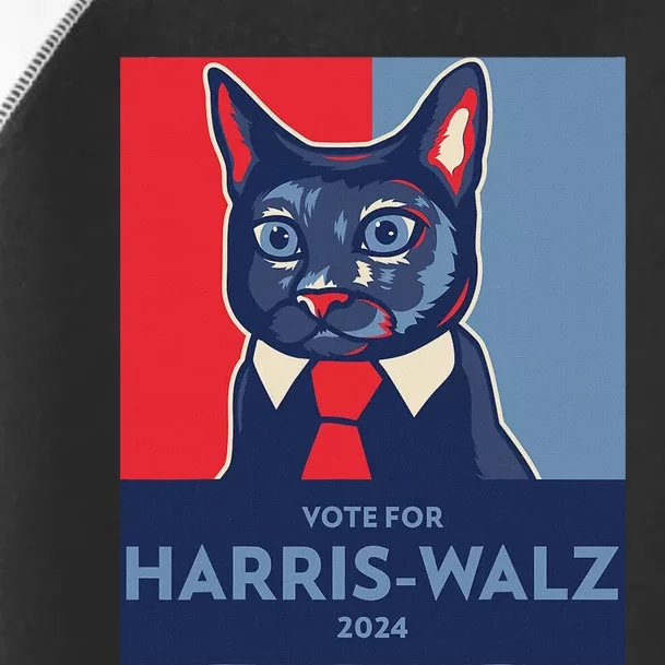 Vote For Harris Waltz 2024 Election Funny Cat Toddler Fine Jersey T-Shirt