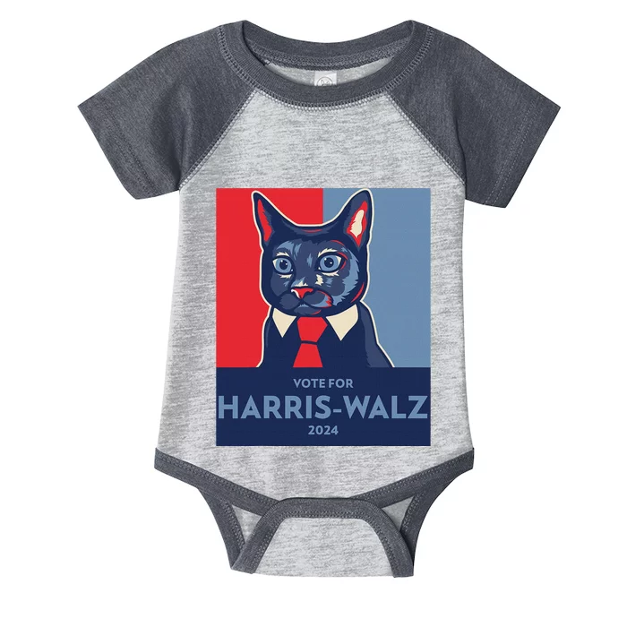 Vote For Harris Waltz 2024 Election Funny Cat Infant Baby Jersey Bodysuit