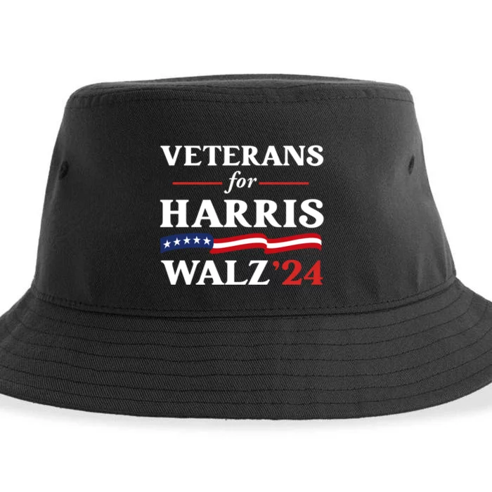 Veterans For Harris Walz 2024 Vote Tim Walz Kamala Harris Sustainable Bucket Hat