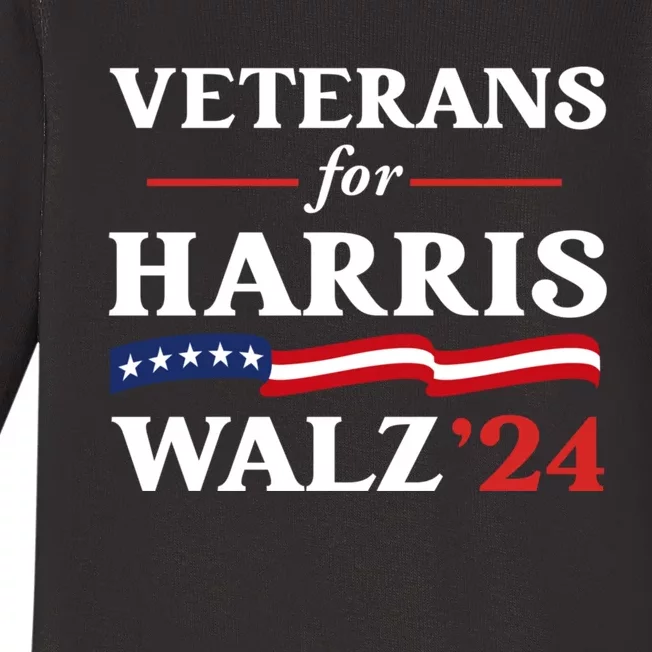 Veterans For Harris Walz 2024 Vote Tim Walz Kamala Harris Baby Long Sleeve Bodysuit