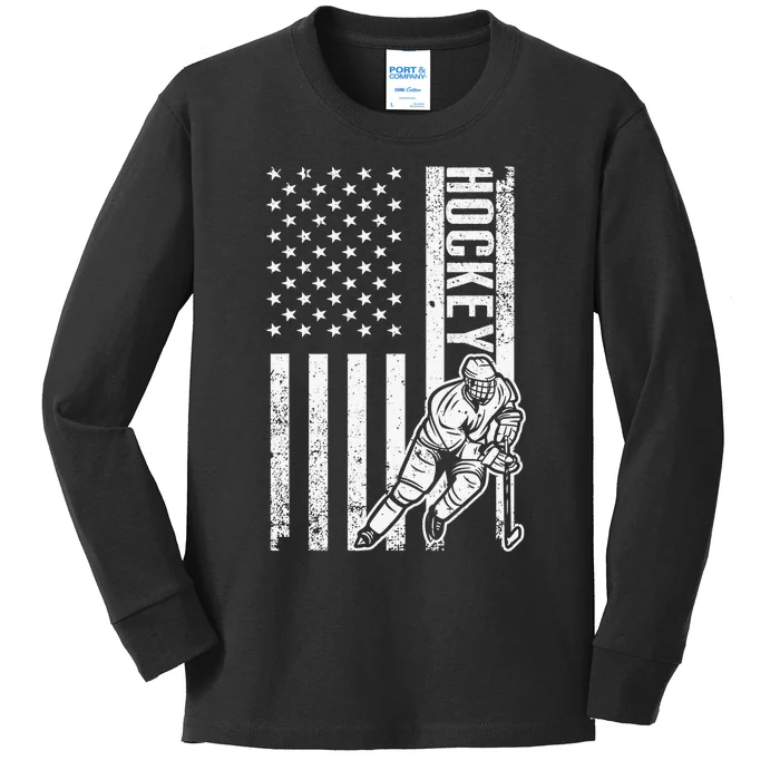 Vintage Field Hockey Player Hockey Fan Hockey Coach Kids Long Sleeve Shirt