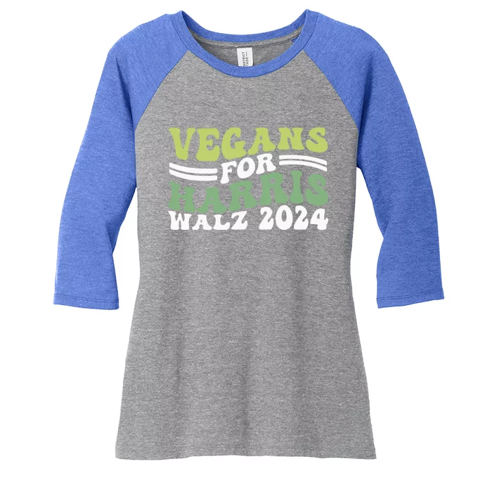 Vegans For Harris Walz 2024 Kamala Waltz 2024 Women's Tri-Blend 3/4-Sleeve Raglan Shirt