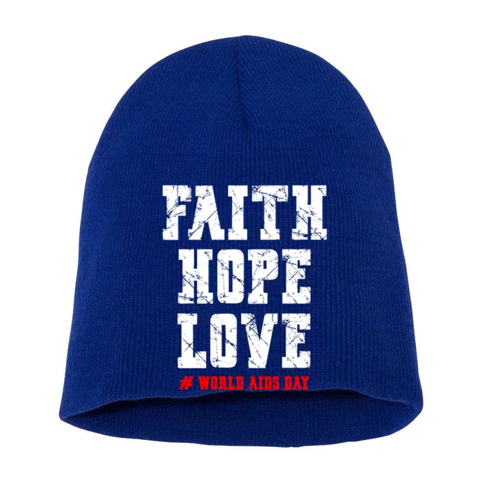 Vintage Faith Hope Love World Aids Day Gift Short Acrylic Beanie