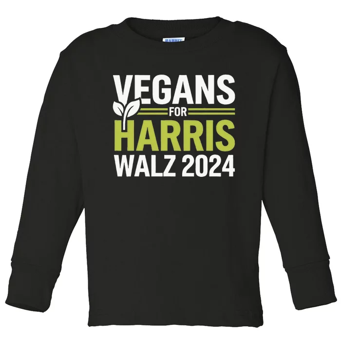 Vegans For Harris Waltz Walz 2024 Vegan For Kamala 2024 Toddler Long Sleeve Shirt