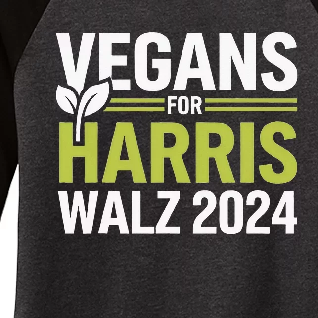 Vegans For Harris Waltz Walz 2024 Vegan For Kamala 2024 Women's Tri-Blend 3/4-Sleeve Raglan Shirt