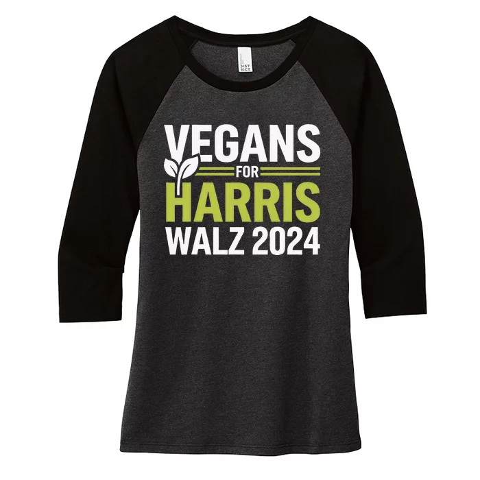 Vegans For Harris Waltz Walz 2024 Vegan For Kamala 2024 Women's Tri-Blend 3/4-Sleeve Raglan Shirt