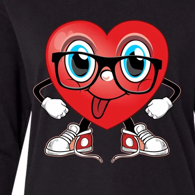 Valentine’s Funny Heart Sunglasses And Sneakers Cool Gift Womens Cotton Relaxed Long Sleeve T-Shirt