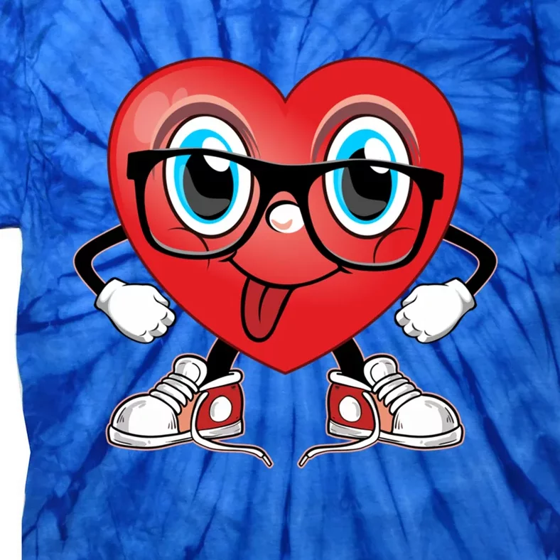 Valentine’s Funny Heart Sunglasses And Sneakers Cool Gift Tie-Dye T-Shirt