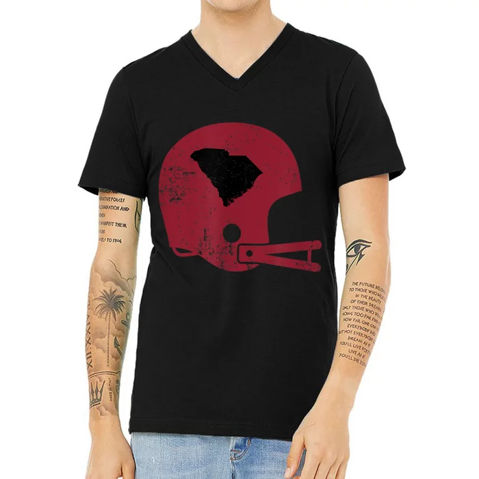 Vintage Football Helmet State Of South Carolina V-Neck T-Shirt