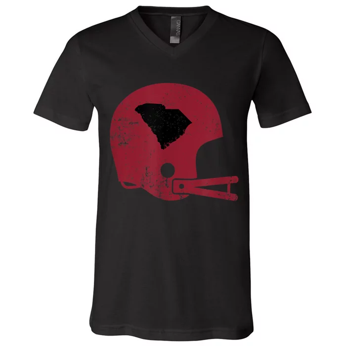 Vintage Football Helmet State Of South Carolina V-Neck T-Shirt