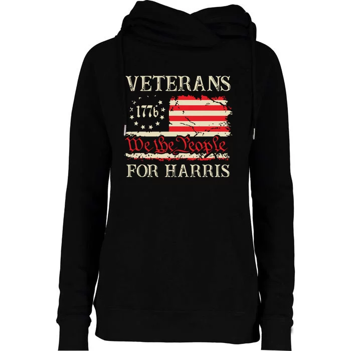 Veterans For Harris We The People 1776 Flag Kamala Harris Womens Funnel Neck Pullover Hood