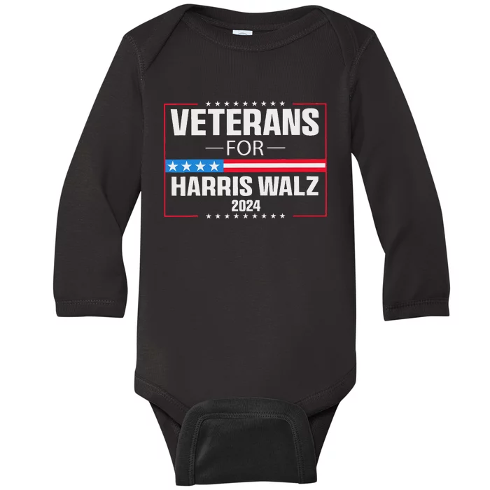 Veterans For Harris Walz 2024 Presidential Campaign Baby Long Sleeve Bodysuit