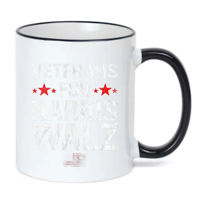 Veterans For Harris 2024 Kamala Harris Tim Walz Veteran Usa Black Color Changing Mug