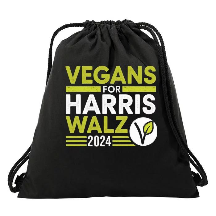 Vegans For Harris Waltz Walz 2024 Vegan For Kamala 2024 Drawstring Bag