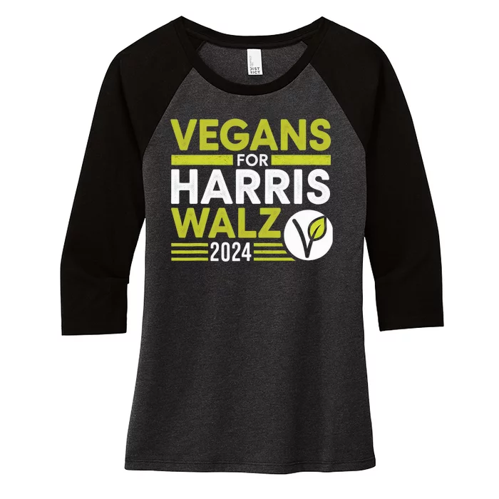 Vegans For Harris Waltz Walz 2024 Vegan For Kamala 2024 Women's Tri-Blend 3/4-Sleeve Raglan Shirt