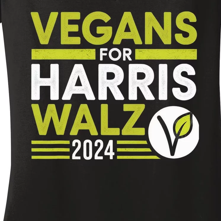 Vegans For Harris Waltz Walz 2024 Vegan For Kamala 2024 Women's V-Neck T-Shirt